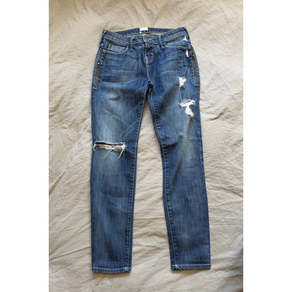 Pylo Womens Distressed Denim Blue Jeans Size W 25